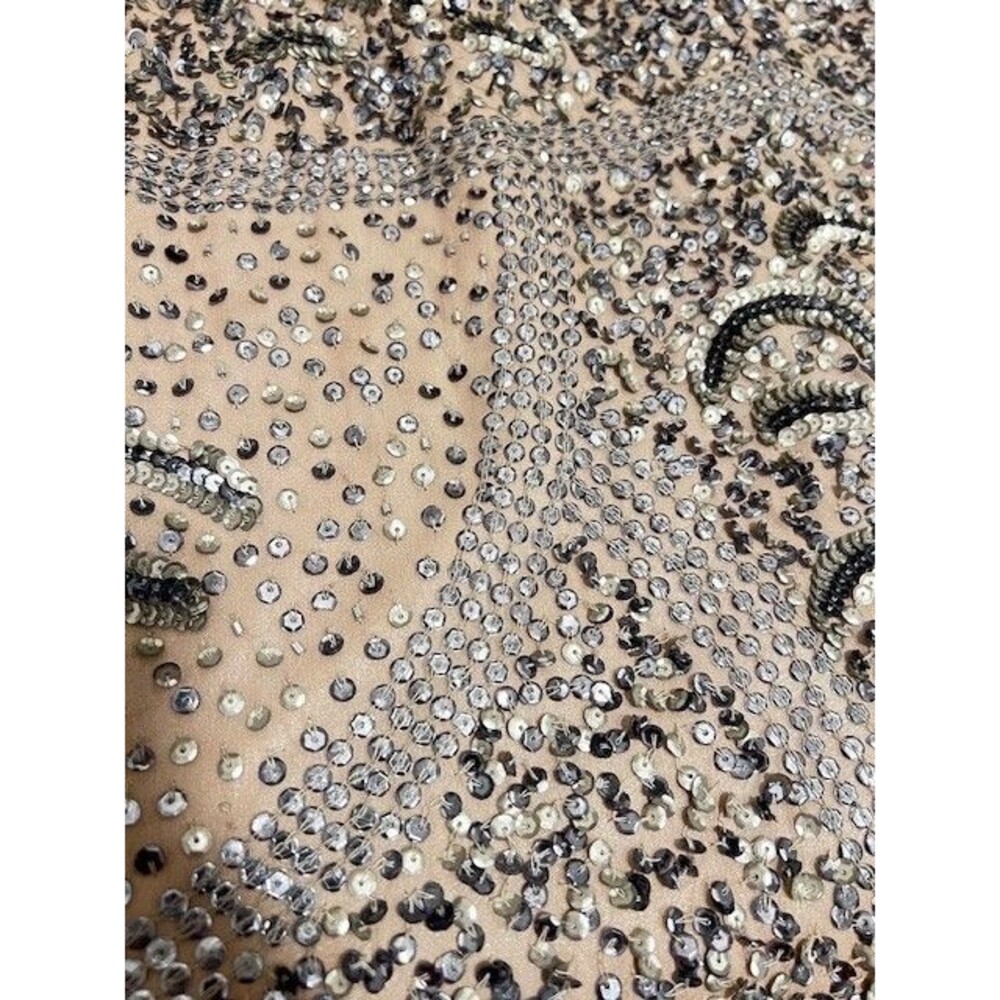 Aiden Mattox Silver Sequin Camisole Dress Size 6 Stone Lining Spaghetti Straps - Picture 13 of 16